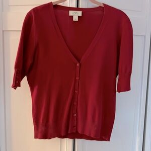 Red v neck cotton cardigan from LOFT